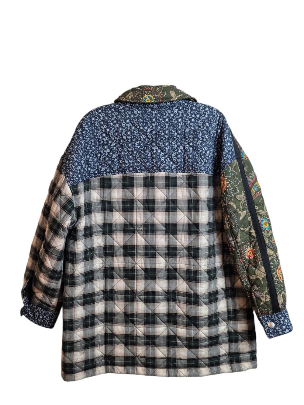 Avec Les Filles Patchwork Quilted Floral Plaid Shacket Jacket Large - Picture 4 of 16
